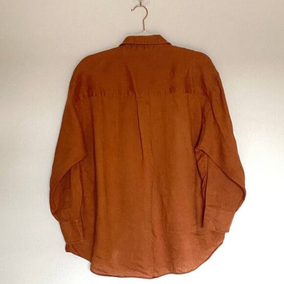 OYSHO 100% linen long-sleeved shirt | Small | Toffee color - Picture 4 of 9